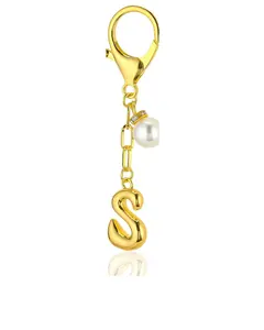 VICKHU Gold Plated Bubble Initial Letter Cute Keychain for Women Car Key Purse Decorative Keyring Handbag Charms Fashion