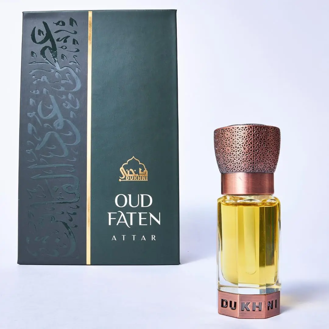 Dukhni Oud Faten Attar Unisex Fragrance Perfume Oil - Refreshing Spicy Signature Scent, Authentic Arabic Beauty Products,  Pure Natural Alcohol-Free Halal, 1x6ml Gift Packaging