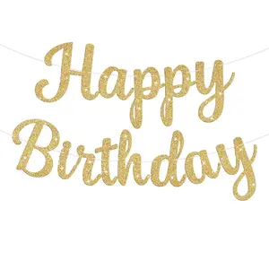 Shiny Birthday Decorative Banner Sign, Party Decorations, Wall Door Garland Banners, Ornaments, Birthday Celebration, Suitable for Men Women Boys Girls