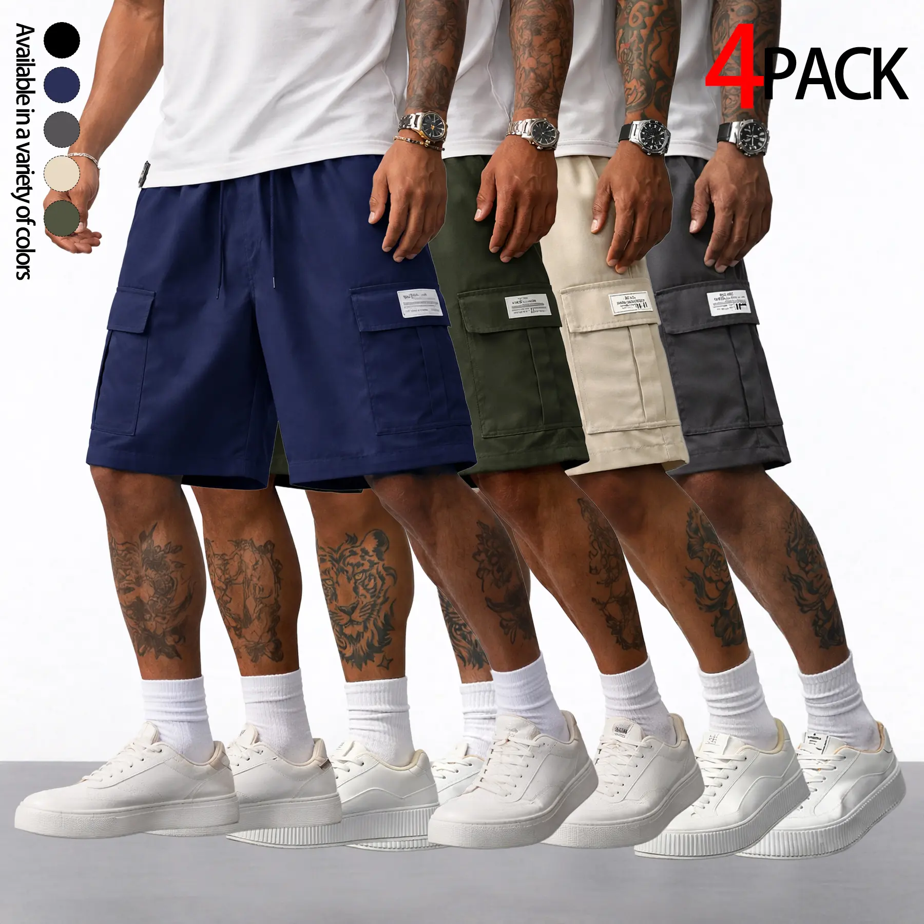 Dark gray + Khaki color + Army green + Dark blue