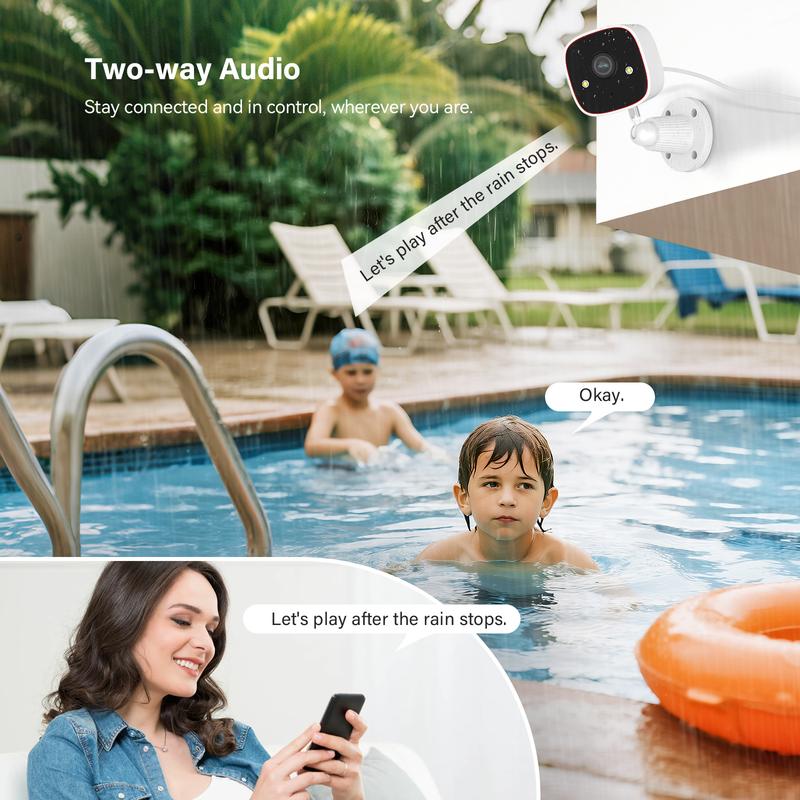 Jennov Outdoor/Indoor Security Camera, Surveillance 2.4G WiFi Camera , 2-Way Audio, Night Vision, Motion Detection, Indoor,easy installation without drilling (doesn't support 5G wifi)