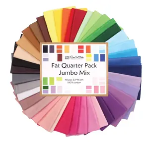 Fat Quarter Bundle - 100% Cotton Pure Solids Colorful Mix 40 Colors Quilting Crafting Soft Fabric Special Jumbo Gift Bundle 140 gsm 53x46 cm Rainbow Mix