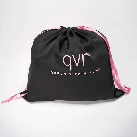 QVR Queen Virgin Remy Silk Packaging Bag with Drawstring and Toggle for Delicate Items Wigs
