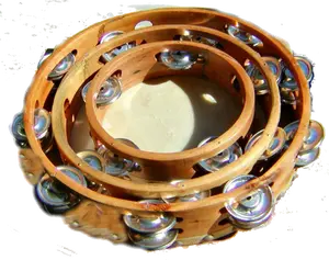 Set of Three Wooden Tambourines, Size: 10", Double Row Jingles, Size: 8", 6" Single Row Steel Jingles & Natural Goat Skin Heads
