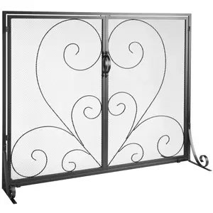 VEVOR Fireplace Screen 1 Panel with Door, Sturdy Iron Mesh Fireplace Screen, 39"(L) x31.6"(H) Spark Guard Cover, Simple Installation, Free Standing Fire Fence Grate for Living Room Home Decor Vintage