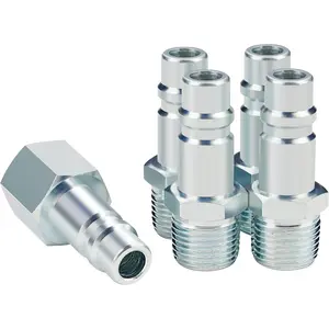 1/2" Air Hose Fittings Set, High Flow 4PCS I/M Industrial Type 1/2 Inch NPT Male Threads Size Plugs and 1PC Female Air Plug, Accessories Quick Connect Fittings 300PSI