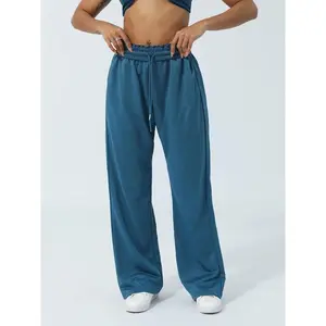 Women's Sports Jogging Pants, Long Exercise Pants with Loose Leg Design, Elastic Drawstring Waist with Pockets on Both Sides Suitable for Yoga and Running, Comfortable and Fashionable