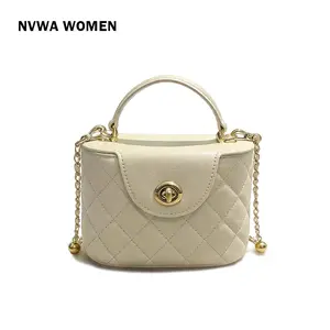 Elegant Cream Box Bag Women's Quilted PU Leather Crossbody Shoulder Bag Structured Top Handle Purse for Evening Party Wedding