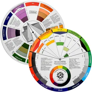 Creative Color Wheel Paint Mixing Learning Guide Art Class Teaching Tool for Makeup Painting Tattoo Blending Board Chart Color Mixed Guide Hardboard 9.25inch
