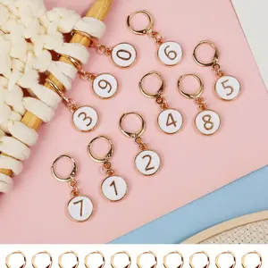 10-piece enamel digital marker buckle set-alloy crochet pendant, 0-9 numbers, multi-color mix and match, suitable for weaving, weaving, sewing and other handicrafts.