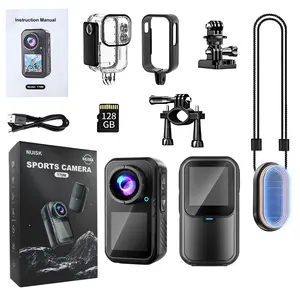 TVS Wireless Action Camera - Compact, Dual Touch Flip Screens, 98ft Waterproof Underwater Camera, 5X Zoom, EIS Stabilization, Magnetic Mount, High-Resolution, Father's Day Gift