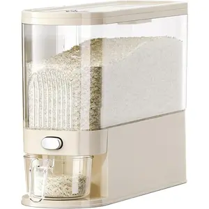 Rice Bucket, 11 lb. Multigrain Can, Visually Sealed Moisture-Proof Rice Storage Container with Measuring Cup, Large Bore Food Grade Grain Dispenser, BPA Free rice dispenser