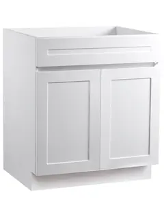 Shaker Style Base Cabinet, 30 Inch Wide, 24 Inch Deep, 34.5 Inch High, White Finish, Ready To Assemble Kitchen Storage Cabinet With Traditional Paneled Doors, Durable Wood Construction, Full Height Interior