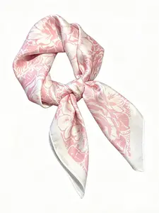 Women's Floral Print Square Silk Feeling Scarf, Soft Comfortable Breathable Scarf for Daily Wear, Fashion Accessories for Women & Girls