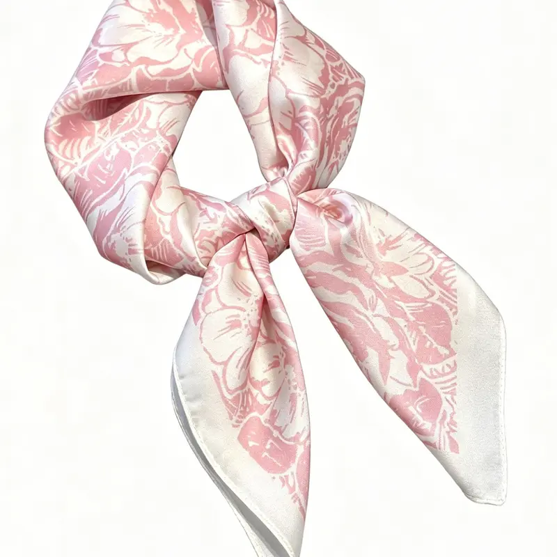 Mother's Day Gift Women's Floral Print Square Silk Feeling Scarf, Soft Comfortable Breathable Scarf for Daily Wear, Fashion Accessories for Women & Girls, Casual Soft Scarf, Floral Pattern Shawl