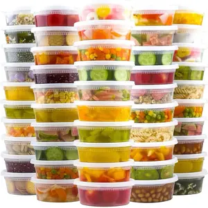 50 Set 8 oz Deli Containers with Lids Leak-Proof BPA Free Plastic Take Out Bowls Food Storage for Meal Prep Freezer Microwave Dishwasher Safe