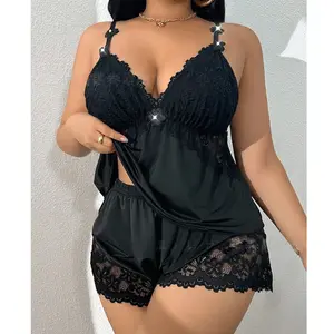 Aesthetic Plus Size Pajamas for Women Snatched Halter Neck Shorts Set Flattering Curvy Confidence Loungewear