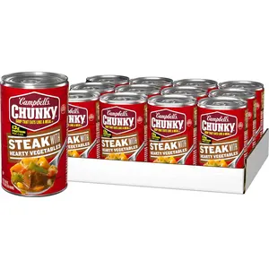 Chunky Soup, Sirloin Steak With Hearty Vegetables Soup, 18.8 Oz Can (Case 12)