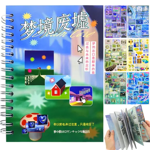 Dreamcore Aesthetic Diary Sticker Book - 30 Pages Creative Craft Kit, 650-1450 PCS, Matte+Glitter Mix, 45° Clean Peeling, Y2K Retro, Copperplate, Rich Textures, Cute Japanese, Cozy Cottages Designs for Journaling Enthusiasts, DIY Crafts