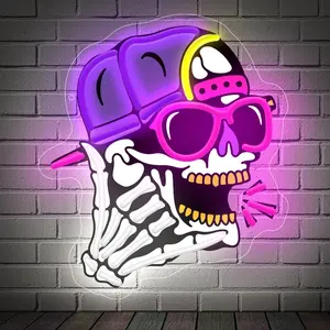 Hiphop Skull Head LED Light Decoration, Cool Street Design, Bar Internet Cafe Atmosphere Decor, Home Personal Soft Furnishing