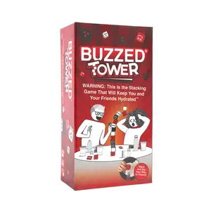 Buzzed Tower Stacking Party Game for Adults 21+, with Drinking Cards