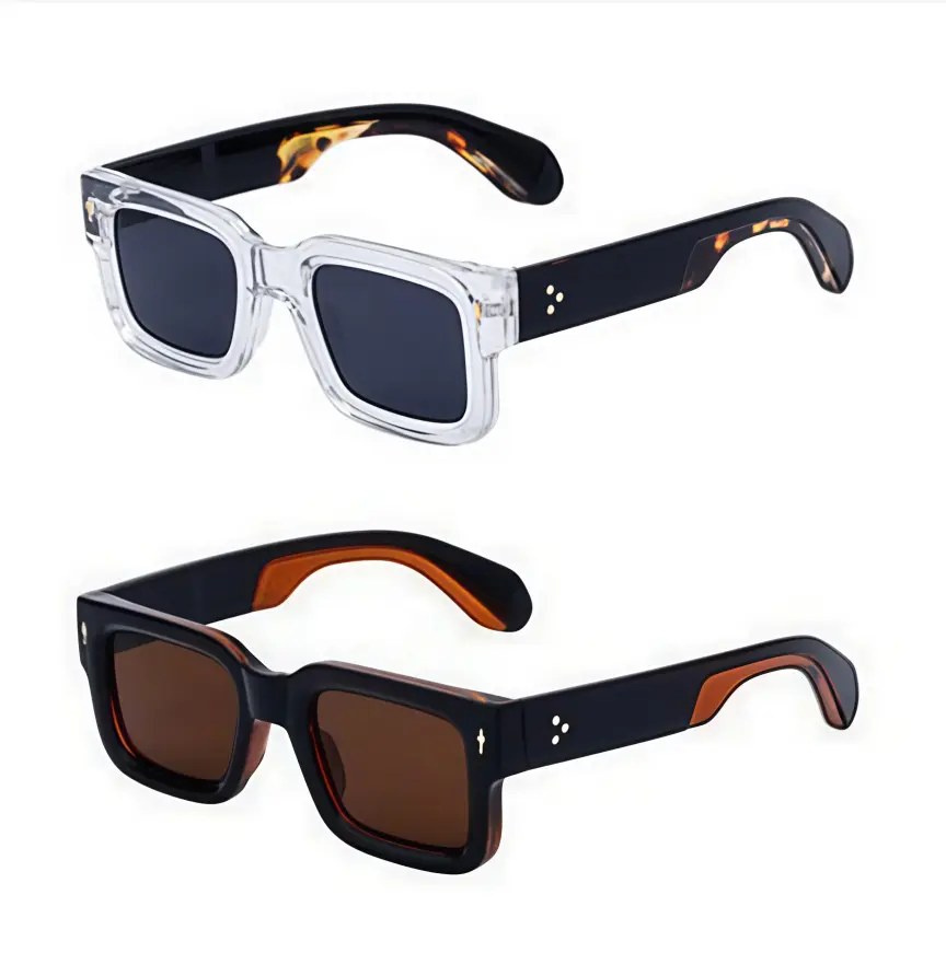 SUNVOES Unisex 2-Pack Trendy Vintage High Quality Full Rim Square Sunglasses - UV400 UV-Blocking Lenses, PC & Plastic Chunky Frames, Black Shades, Mother's Day Gift, Summer Outdoor Use, High Quality Sunglasses, Trendy Vintage Sunglasses