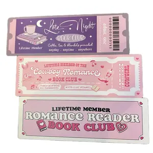 Aesthetic Book Club Ticket 16 Bookmarks Romance Fantasy & Mystery Reading Accessories Durable Cardstock Unique Ticket Style Lifetime Member of the Cowboy Romance Book Club