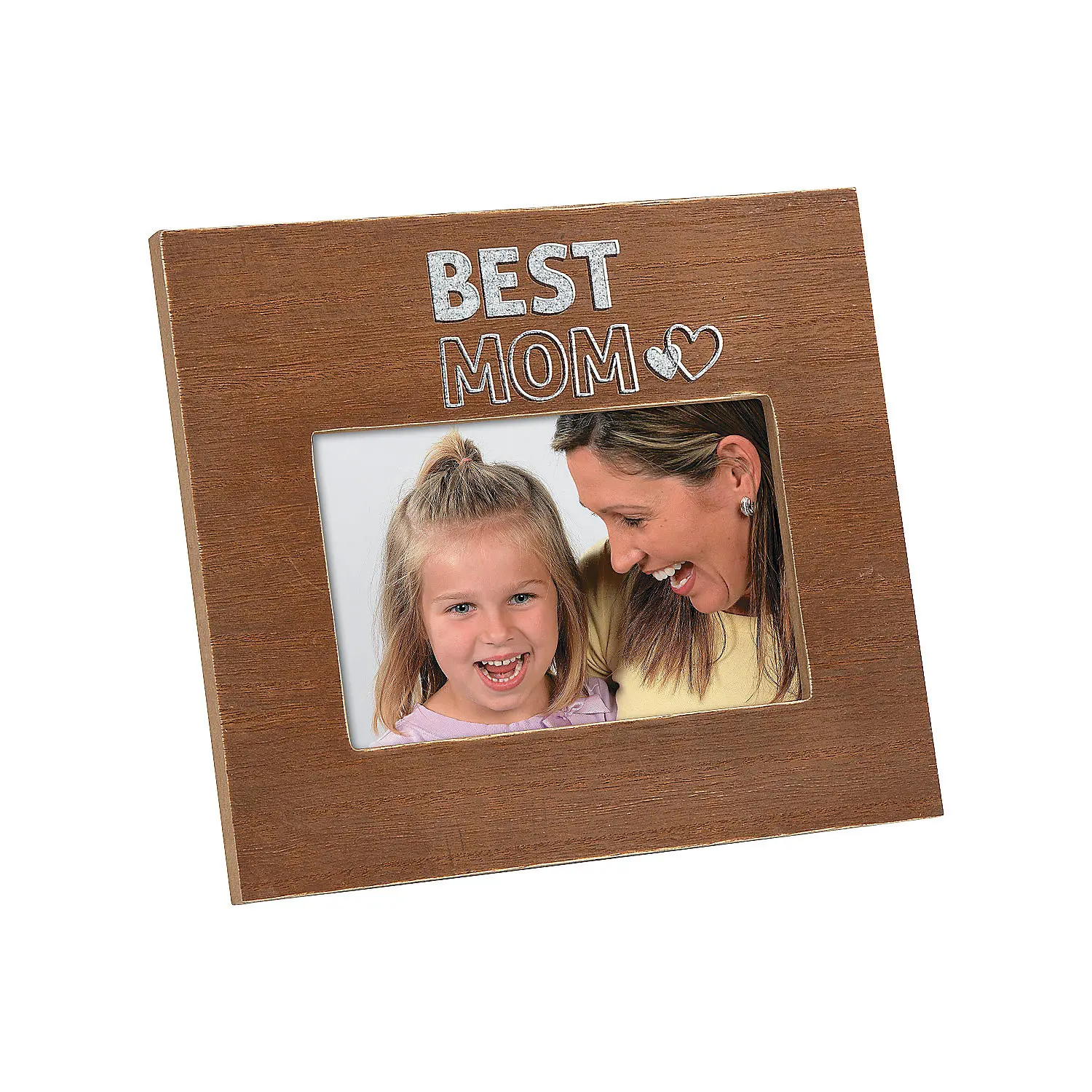 Wooden Framed Rectangle Photo Frame with Easel & Best Mom Messaging - Festive Mother’s Day Gift for Mom, Home Supplies for Indoors Kitchen, Room Decor, Fireplace Mantle Decor