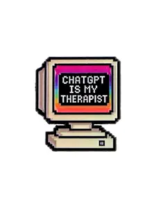 Chatgpt Vintage Cartoon Pin & Brooch , Creative Letter Design, Unisex Fashion Accessory, Perfect for Stylish Coats, All Seasons Wear