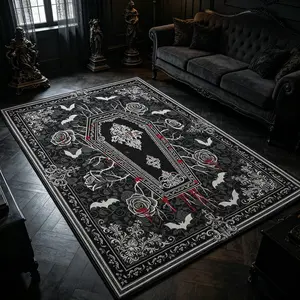 Gothic Coffin Pattern Rug, Large Area Living Room Bedroom Carpet, Foldable, Non-Slip, Luxury Home Decor Rugs