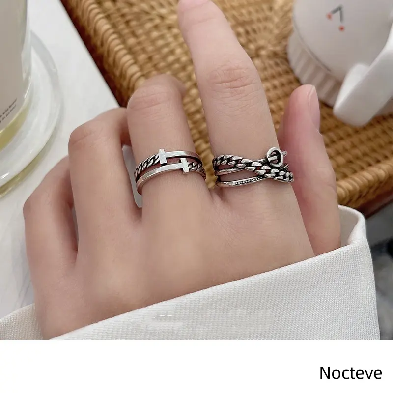 Unisex Vintage Matte Thai Silver S925 Sterling Silver Tail Ring, Minimal Unique Neutral Daily Stackable Finger Jewelry For Men & Women
