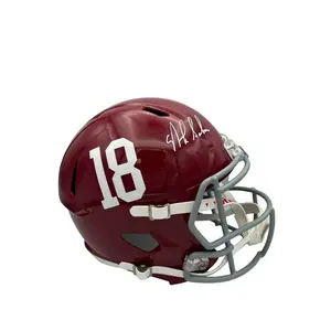 Nick Saban Autographed Alabama Riddell Full Size Crimson Replica Helmet  - Beckett QR Code
