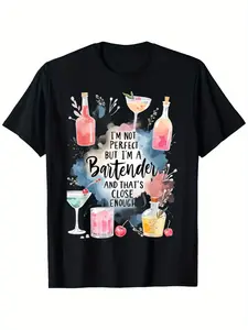 Bartender Watercolor Palette Art T-Shirt, Women's Neutral Adult, Short Sleeve, V Neck, Casual, Loose-Fit, S-Xxxl