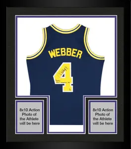 Framed Chris Webber Michigan Wolverines Autographed Navy 1991 Mitchell & Ness Swingman Jersey with Multiple Inscriptions- Limited Edition of 25 - Fanatics Authentic Certified
