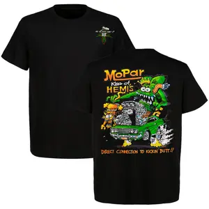 Retro Mopar King Of Hemi Tee Drag Racing Crewneck Short Sleeve Cotton 2-Sided T-Shirt Rat Fink Style Perfect Gift For Him For Her