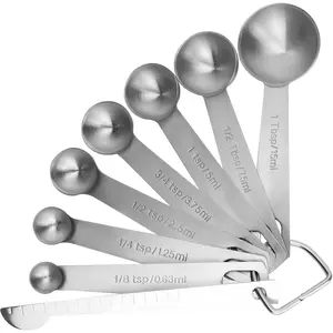 8 count Measuring Spoons,  Heavy Duty 18/8 Stainless Steel Measuring Spoons Cups Set, Small Tablespoon with Metric and  Measurements, Set of 8 for Measuring Dry and Liquid Ingredients