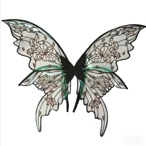 Beautiful Fairy Wings Role Play Butterfly Halloween Party Organza Elf Wings Backpiece Festival Cosplay Gold Foil Butterfly Wings Accessory