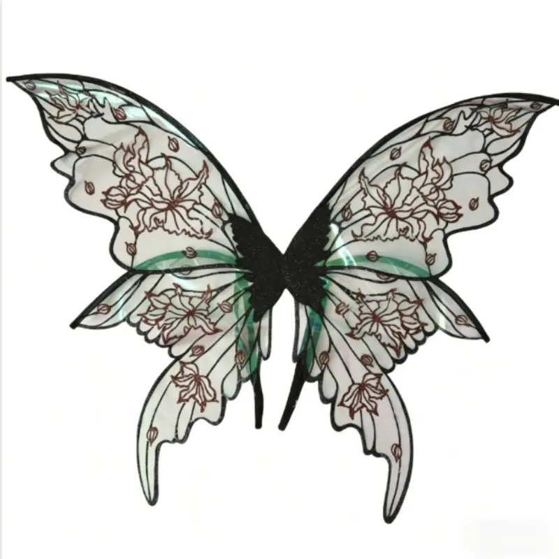 Beautiful Fairy Wings Role Play Butterfly Halloween Party Organza Elf Wings Backpiece Festival Cosplay Gold Foil Butterfly Wings Accessory Party Costume Accessory
