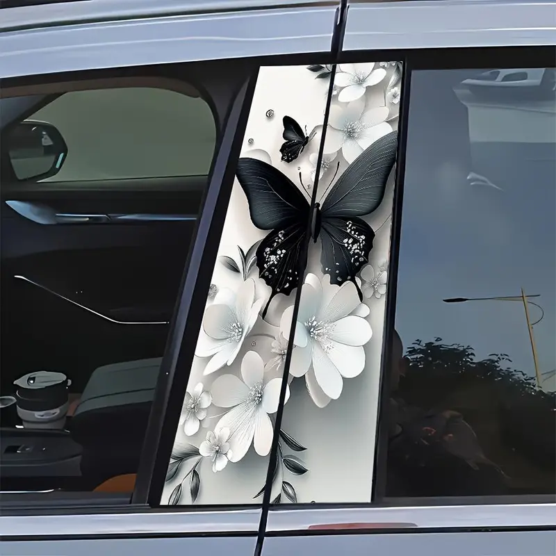 Butterfly & Flower Pattern Car Sticker, Waterproof & Anti-scratch Vinyl Sticker, Decorative Sticker for Car, Laptop, Helmet, Motorcycle & Refrigerator