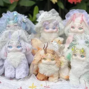 Tutulong Fantasy Forest Creature Tea Party Series Plush Blind Box Set, Includes 6 Regular Figures + 1 Hidden Figure, Collectible Toy Gift, Sealed Hobby Box