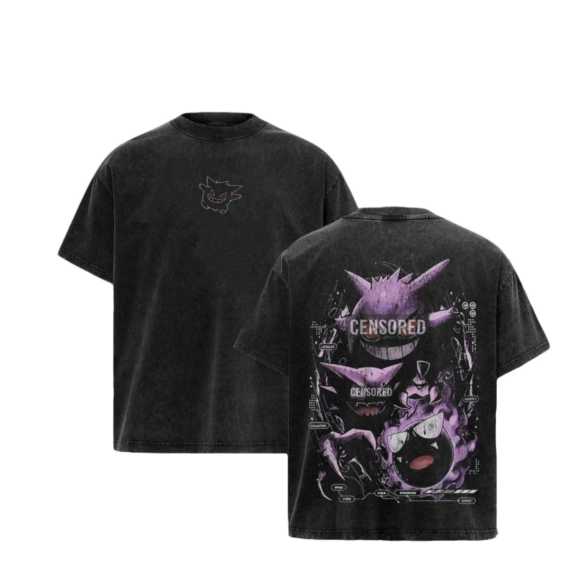 Vintage Spooky Ghost Graphic Tee Heavy Cotton Acid Wash Oversized T-Shirt for Men Women Edgy Anime Streetwear Y2K Aesthetic Trendy Casual Top Perfect Gift for Otaku Gamers Retro Dark Manga Apparel Gengar Inspired Street Style Outfits Y2K Fashion Tops!