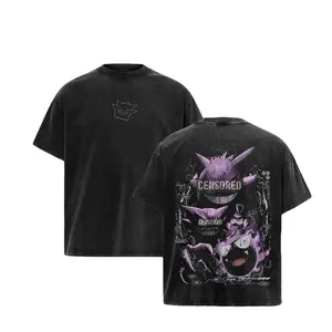 Vintage Spooky Ghost Graphic Tee Heavy Cotton Acid Wash Oversized T-Shirt for Men Women Edgy Anime Streetwear Y2K Aesthetic Trendy Casual Top Perfect Gift for Otaku Gamers Retro Dark Manga Apparel Gengar Inspired Street Style Outfits Y2K Fashion Tops!
