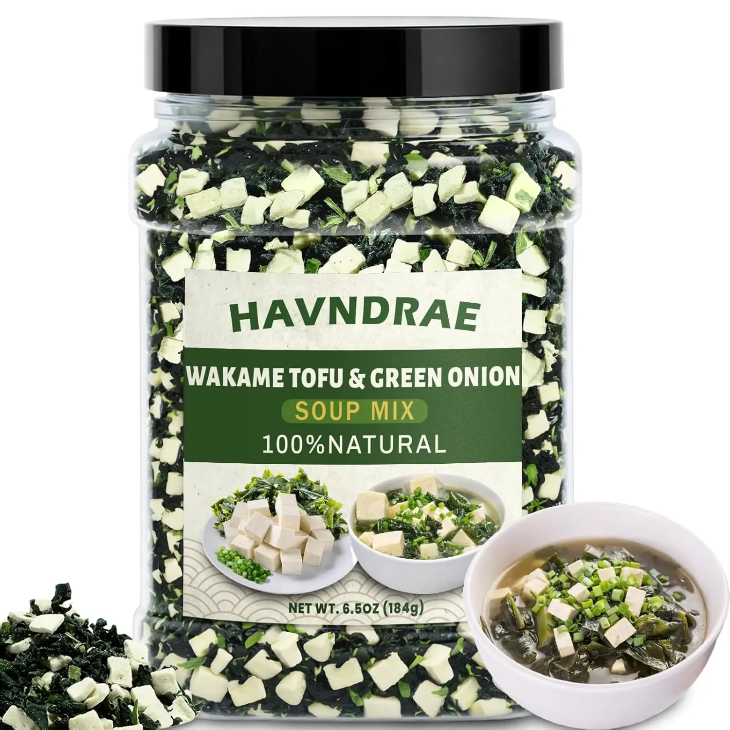 SEAYOFA Premium Pre-Cut Ready-to-Use Dried Wakame Seaweed Sea Tofu - 8 oz Sea Vegetables for Miso Soup & Seaweed Salad, All-Natural, Gluten-Free, Low Sodium, Harvested from Clean Waters, Suitable for Adults and Children, 8 Ounce