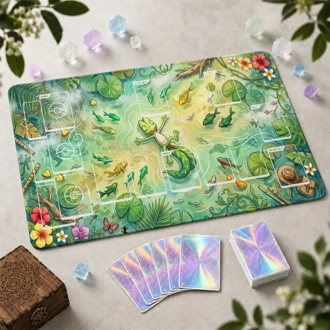 Treecko Playmat TCG Mat, CCG Playmat Anime Desk Mat Mousepad Trading Card Game Mat