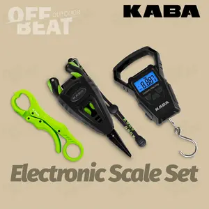 KABA Fishing Tools Kit Digital Fishing Scale,Fishing Pliers and Lip Gripper Combo,Electronic Hanging Hook Scale with Tape Measure 110lb/50kg,7" Stainless Steel Pliers,5" Fish Lip Gripper