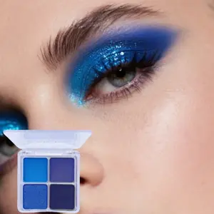 4 Color Eyeshadow Blue Matte Pearl Powder, Compact Mini Portable Makeup, Long-Lasting Eye Shadow, Perfect for Daily Use & Party Look, Eye Makeup Product