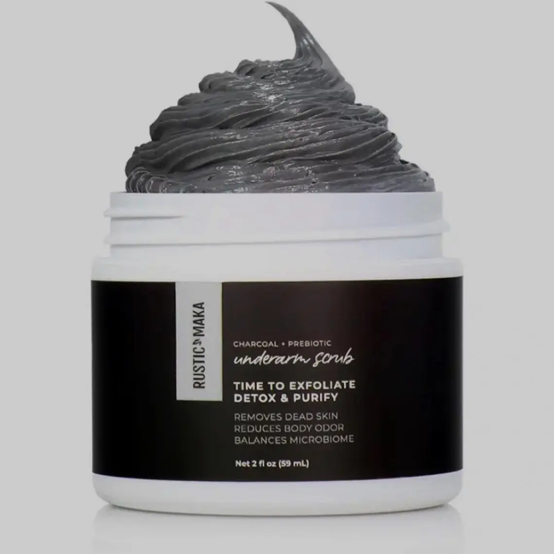 TIME TO EXFOLIATE CHARCOAL + PREBIOTIC UNDERARM SCRUB Body Care Nourishing Exfoliant
