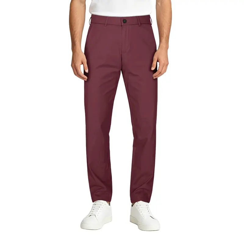 Plaid&Plain Men’s Slim Fit Khaki Pants Men’s Tapered Chino Pants Khaki Pants For Casual Khaki Pants