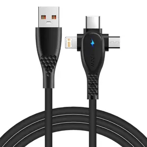 1pcs Phone Charging Cable, Smartphone 120w 3-In-1 Charger, USB to Type-C iOS Micro Interface, Tpe Material, 1.2m Long, Fast Charging Cable