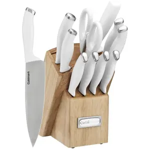 Cusinart Block Knife Set, 12pc Cutlery Knife Set with Steel Blades for Precise Cutting, Lightweight, Stainless Steel, Durable & Dishwasher Safe, C77SSW-12P
